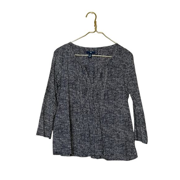 Gap women’s cuff 3/4 sleeve tunic cotton sz xs blue white polka dots blouse - Picture 1 of 12